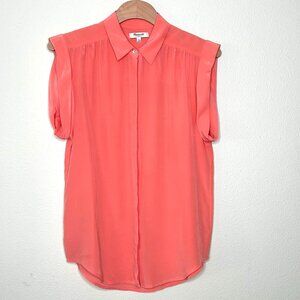 Madewell Silk Camp Blouse in Coral Size S